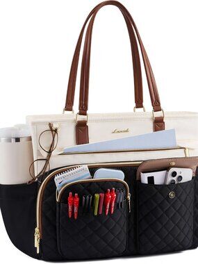 Teacher Tote Bag for Women Work, Laptop Bag with Large Cup Holder, Nurse Bag wit